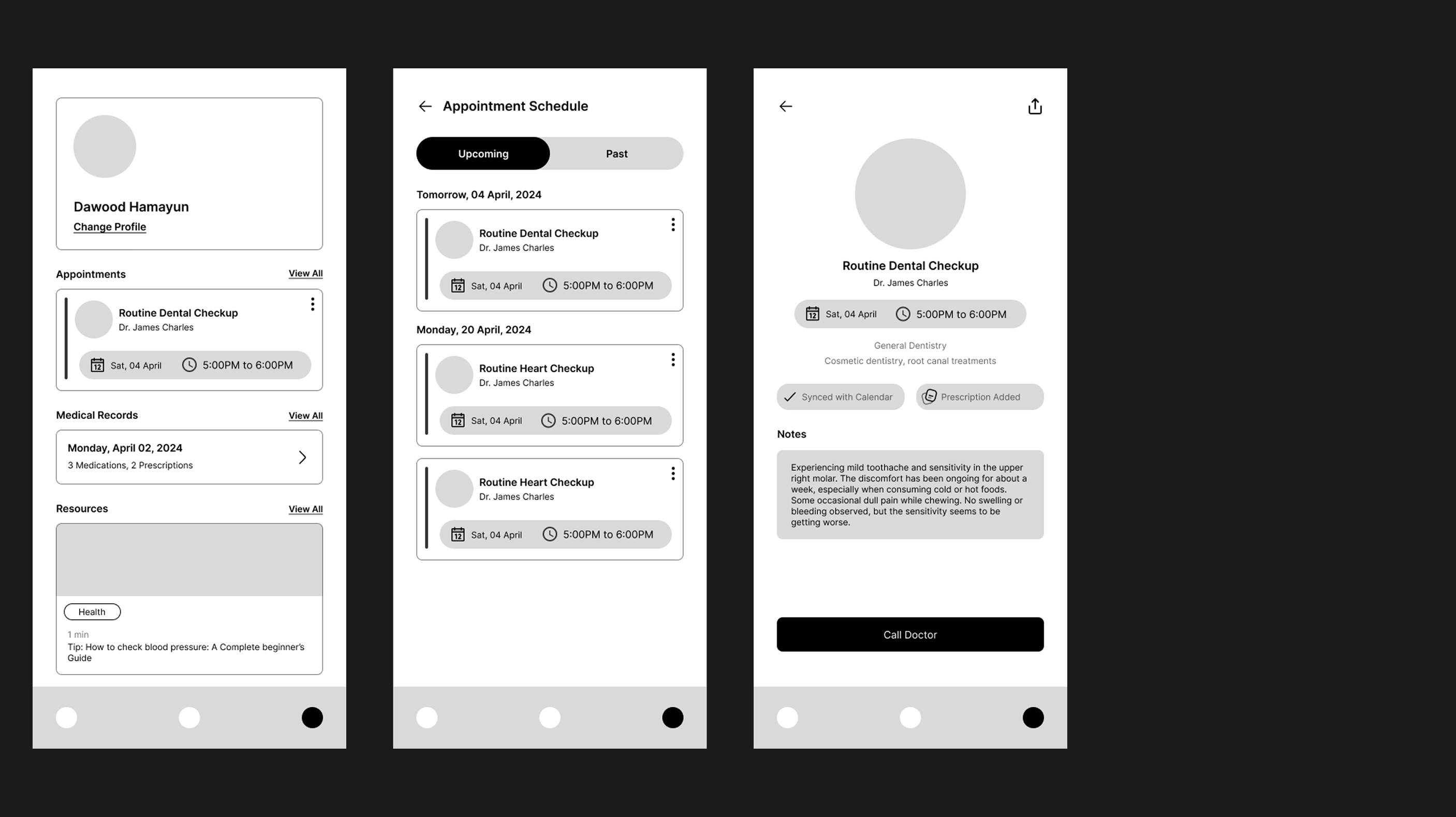 Profile Screens